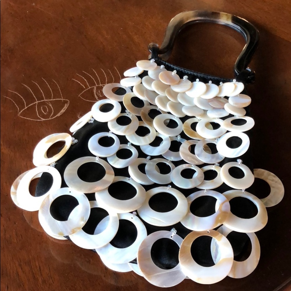 Iridescent Shell Purse With Tortoise Shell Handle - image 2